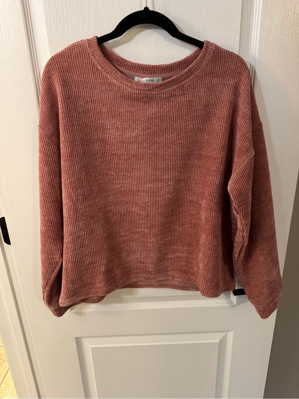 Ribbed Crewneck Sweater in Dusty Rose - Free People